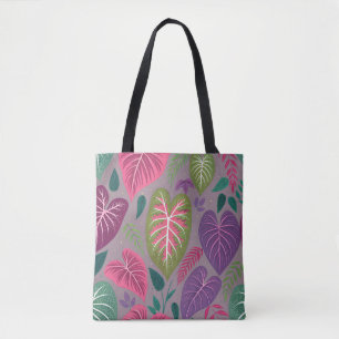 Sac à main à motif de feuille de cœur tropical gri