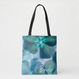 Sac à main botanique bleu-vert pour la mariée