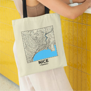 Sac à main carte de la ville de Nice, France