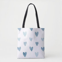 Sac à main cœurs aquarelle bleue
