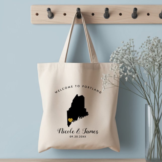 Sac à main de bienvenue pour mariage Maine, Noir & (Créateur téléchargé)