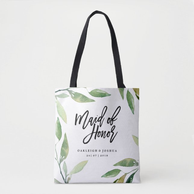 Sac à main de demoiselle d'honneur bohème feuilles (Devant)