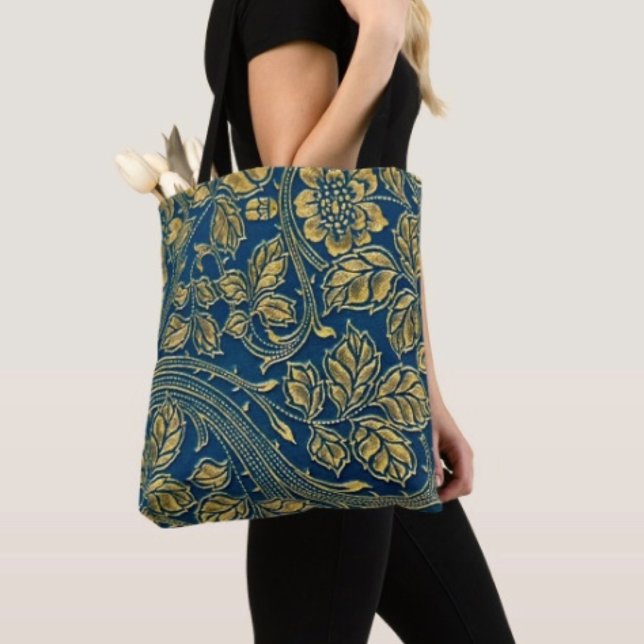 Sac à main Élégance Fleur Dorée (Tote Bag — 100% polyester, black laminated lining 100% cotton web hand. Made in the USA.
)