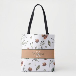 Sac à main en aquarelle florale monogrammée