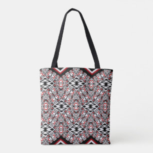 Sac à main en tapisserie tribale rouge, blanc et n
