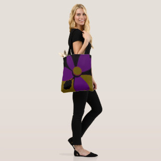 Sac à main en toile d'art abstrait fleur violette 