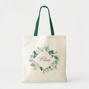 Sac à main en toile fleurie bleu sauge pour demois