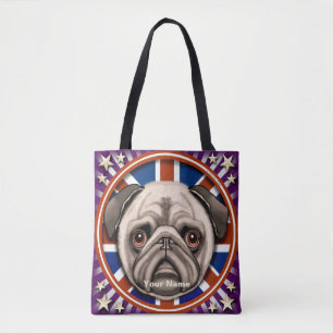 Sac à main entièrement illustré d'un Pug d'Anglete