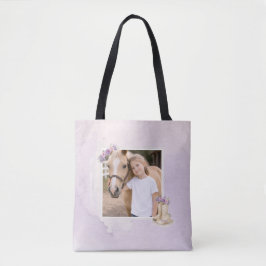 Sac à main fille violet à motif cheval floral