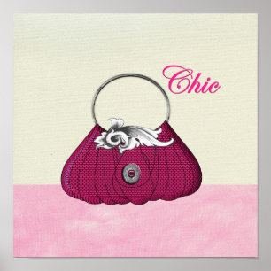 Sac à main jolie Girl Pink Fashion Poster Imprimer