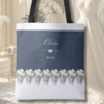 Sac À Main Mariée Élégant Orchidée Bleu Nuit