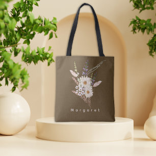 Sac à main marron beige chic floral élégant