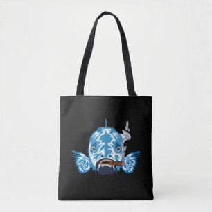 Sac à main noir avec chat de Cheshire néon bleu Tr