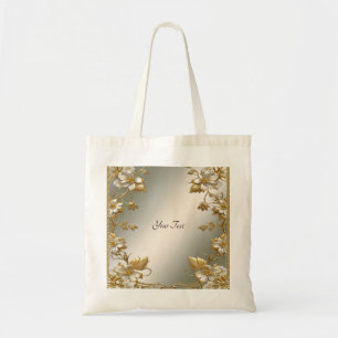 Sac à main orné de fleurs blanches en or