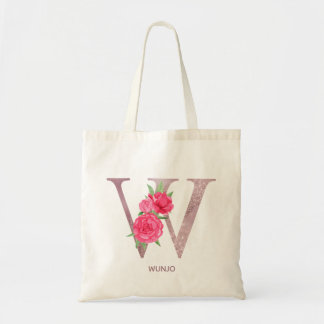 Sac à main personnalisé avec initiale florale W po