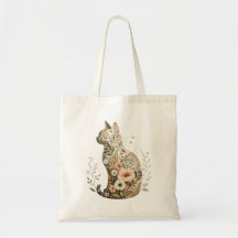 Sac à main silhouette de chat fleur sauvage Floral