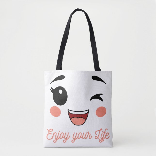 Sac à main tout usage visage souriant expression l (Devant)