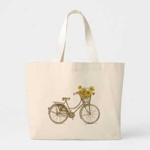 Sac à main vintage vélo avec tournesols panier