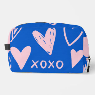 Sac à Maquillage Cœurs XOXO – Pochette Bleue & Ros