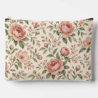 Sac à Maquillage Fleuris Rose Poussiéreux avec Feu