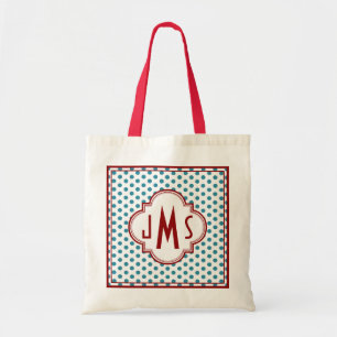 Sac à monogramme rouge et aqua Polka Dot