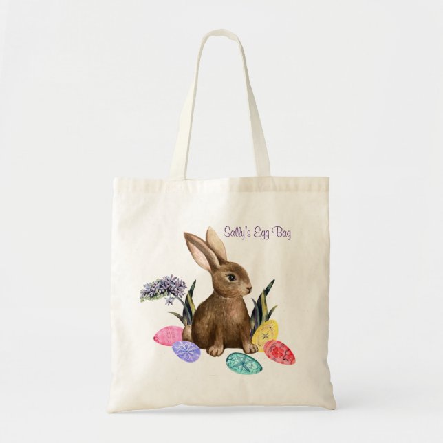 Sac à oeufs de Pâques de lapin mignon - texte modi (Devant)