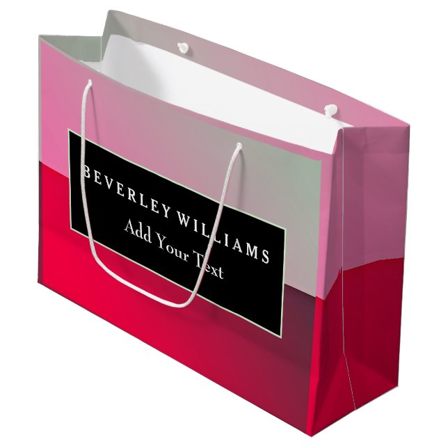 Sac à papier cadeau rouge rose personnalisé (Devant Angle)