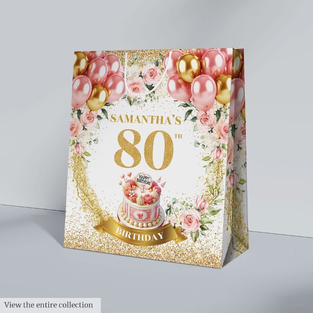 Sac à Parties scintillant Boho 80th Birthday Gold (Stylish Gold Number 80th Birthday Boho Glitter Bag)