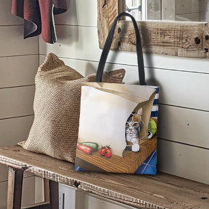 Sac à provisions Curieux Chat Tigré Bleu Mignon