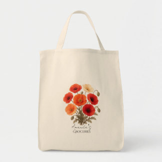 Sac à provisions personnalisé, Poppy Flower Floral