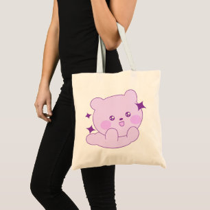 Sac à toile ourson étoilé pastel violet Kawaii
