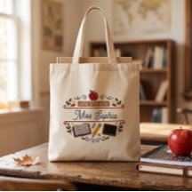 Sac à Tote Enseignant à l'Aquarelle Rustique, Nom