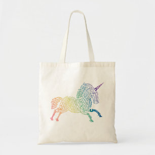Sac à Tote Licorne Monde Mot - Arc-en-ciel brillan