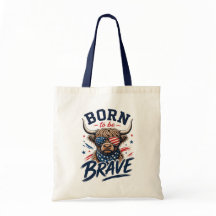 Sac à Tote Vache des Highlands Patriotique Rustiqu