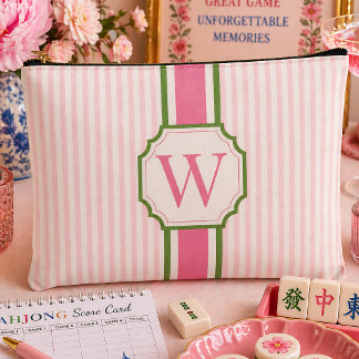 Sac à Tuiles de Mahjong en Seersucker Rose Personn
