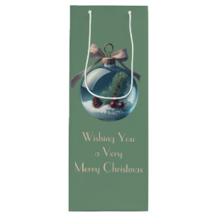 Sac à vin de Noël vintage Bow & Orament