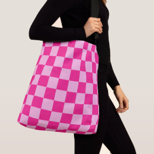 Sac Ajustable à damiers carré léger rose chaud rétro géométrique