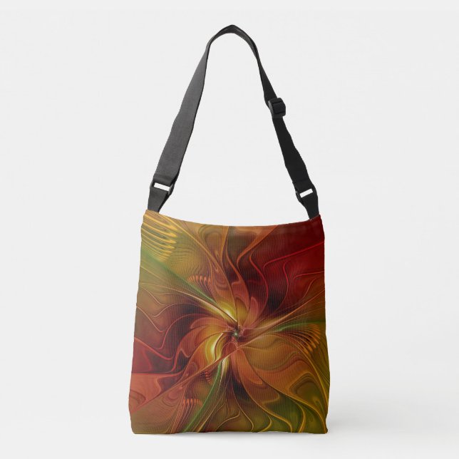 Sac Ajustable Abstrait Rouge Orange Brown Vert Fractal Art Flowe (Devant)