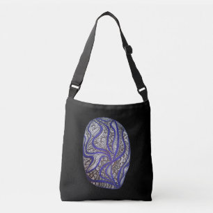Sac Ajustable Abstraite main dessinée moderne noir bleu motif ar