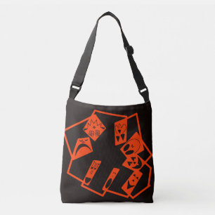 Sac Ajustable Abstraits, visages citrouilles sur noir, Halloween
