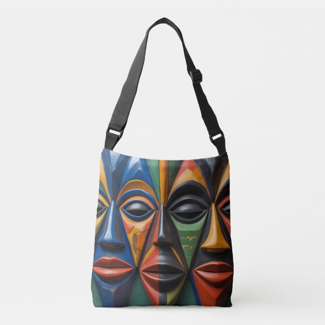 Sac Ajustable African Tribal Masks Trio  Dynamic Symmetry   (Devant)