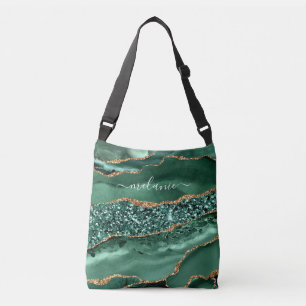 Sac Ajustable Agate Green Gold Parties scintillant Nom personnal