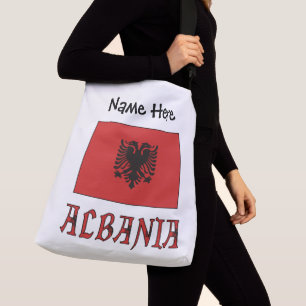 Sac Ajustable Albanie et drapeau albanais avec votre nom Crossbo