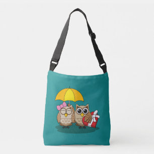Sac Ajustable Amoureux de hiboux mignons avec parapluie et boîte