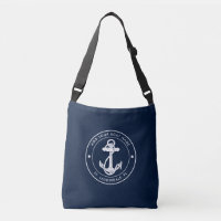 Ancre nautique Nom du bateau bleu marine Personnal