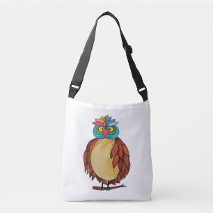Sac Ajustable Aquarelle Chouette magique avec plumes arc-en-ciel