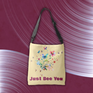 Sac Ajustable Aquarelle florale simple Monogramme Abeille sur pê
