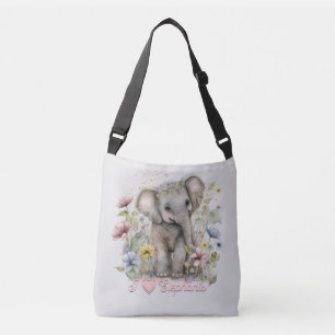 Sac Ajustable Aquarelle, I Love Elephants