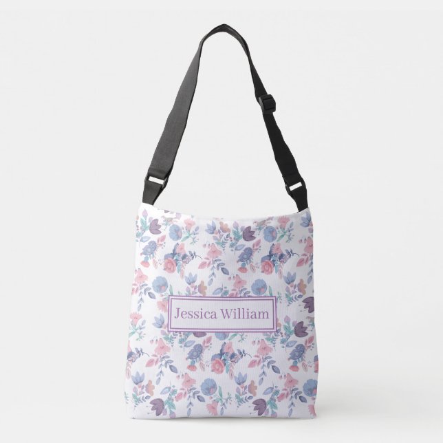 Sac Ajustable Aquarelle moderne personnelle Blue Hydrangeas Flor (Devant)