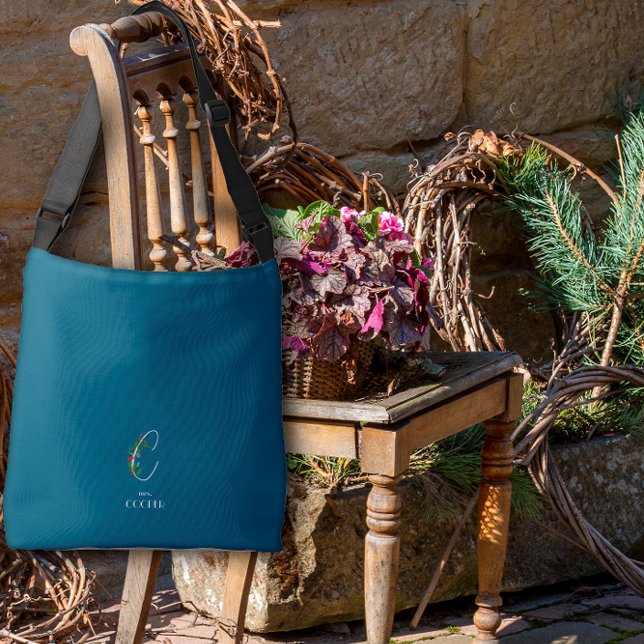 Sac Ajustable Aquarelle monochrome lettre C infirmière bleu fonc (Créateur téléchargé)